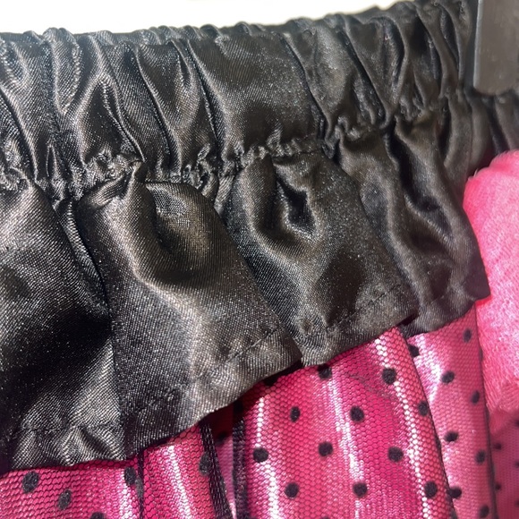 Girls ruffle skirt pink lining with black dot net overlay - Picture 3 of 3